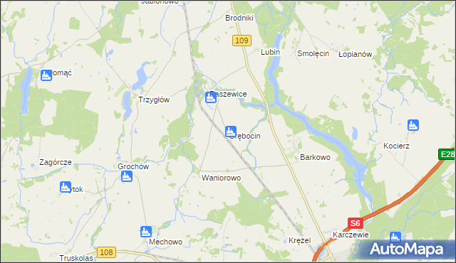 mapa Grębocin gmina Gryfice, Grębocin gmina Gryfice na mapie Targeo