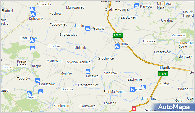 mapa Grocholice gmina Lipnik, Grocholice gmina Lipnik na mapie Targeo