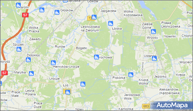 mapa Grochowa gmina Piaseczno, Grochowa gmina Piaseczno na mapie Targeo