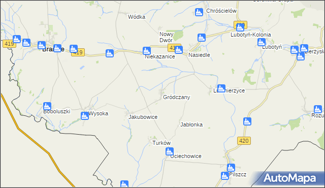 mapa Gródczany, Gródczany na mapie Targeo