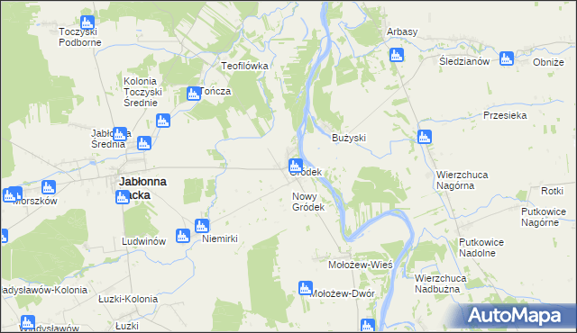 mapa Gródek gmina Jabłonna Lacka, Gródek gmina Jabłonna Lacka na mapie Targeo