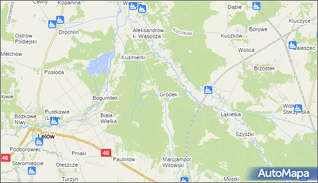 mapa Gródek gmina Lelów, Gródek gmina Lelów na mapie Targeo