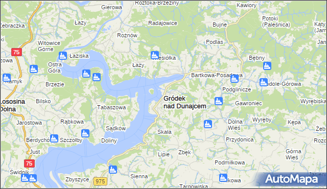 mapa Gródek nad Dunajcem, Gródek nad Dunajcem na mapie Targeo