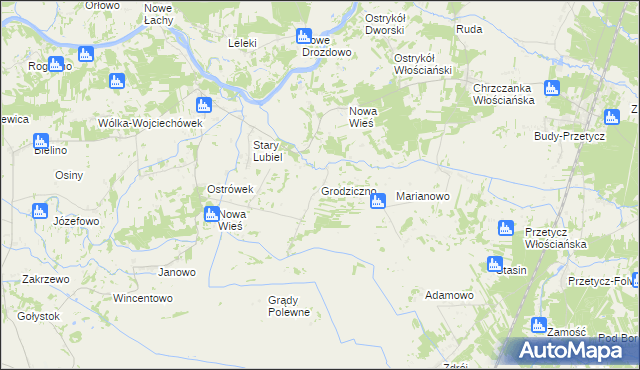 mapa Grodziczno gmina Rząśnik, Grodziczno gmina Rząśnik na mapie Targeo