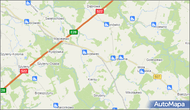 mapa Grodzie gmina Braniewo, Grodzie gmina Braniewo na mapie Targeo