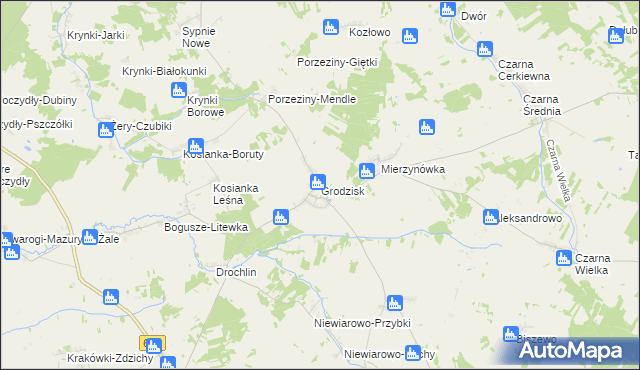 mapa Grodzisk powiat siemiatycki, Grodzisk powiat siemiatycki na mapie Targeo