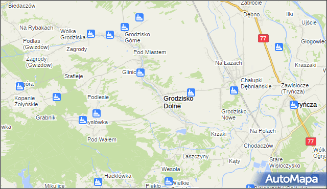 mapa Grodzisko Dolne, Grodzisko Dolne na mapie Targeo