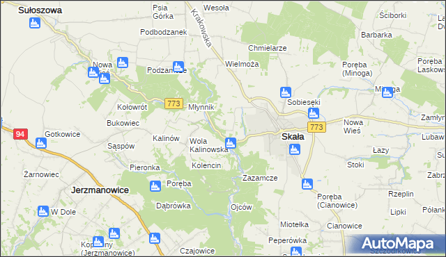 mapa Grodzisko gmina Skała, Grodzisko gmina Skała na mapie Targeo