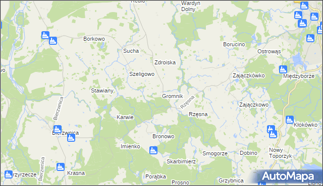 mapa Gromnik gmina Połczyn-Zdrój, Gromnik gmina Połczyn-Zdrój na mapie Targeo