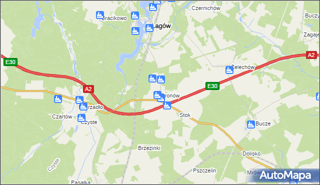 mapa Gronów gmina Łagów, Gronów gmina Łagów na mapie Targeo