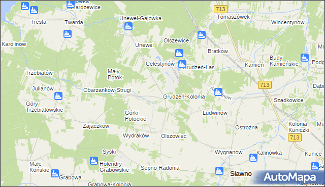 mapa Grudzeń-Kolonia, Grudzeń-Kolonia na mapie Targeo