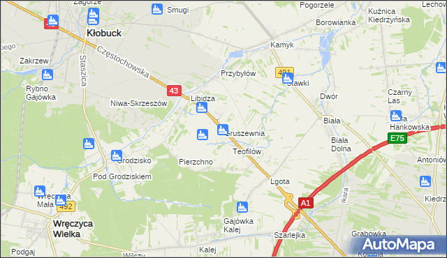 mapa Gruszewnia, Gruszewnia na mapie Targeo