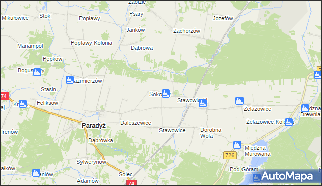 mapa Grzymałów gmina Paradyż, Grzymałów gmina Paradyż na mapie Targeo