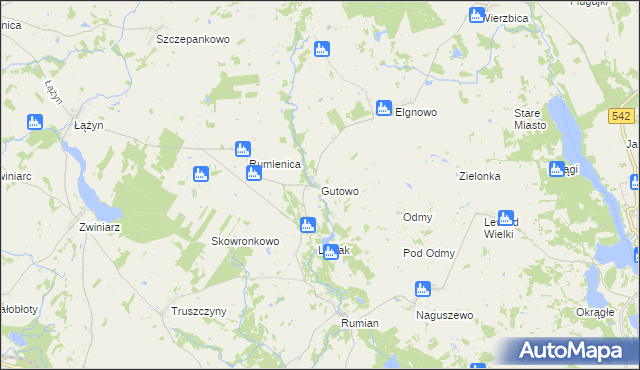mapa Gutowo gmina Lubawa, Gutowo gmina Lubawa na mapie Targeo