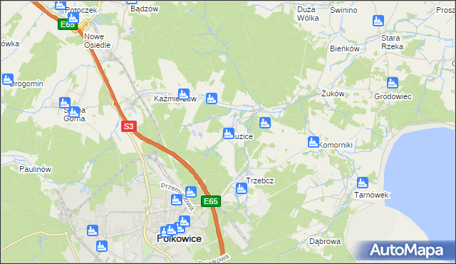 mapa Guzice, Guzice na mapie Targeo