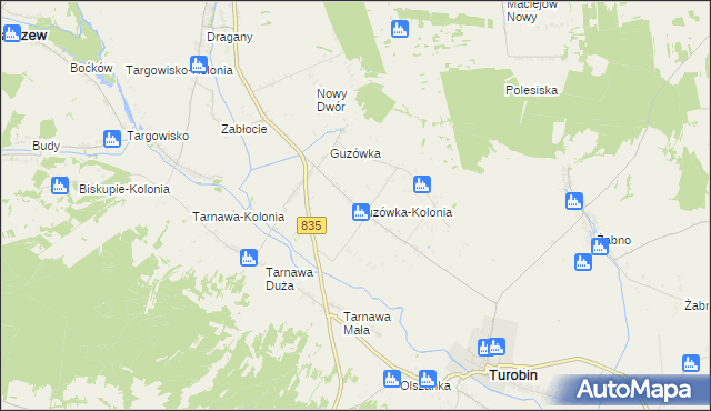 mapa Guzówka-Kolonia, Guzówka-Kolonia na mapie Targeo