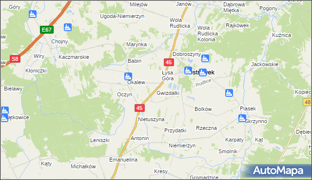 mapa Gwizdałki, Gwizdałki na mapie Targeo