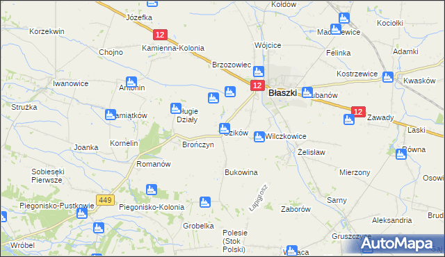 mapa Gzików, Gzików na mapie Targeo