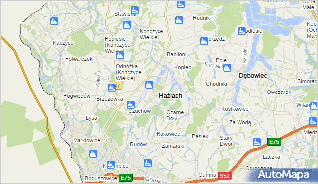 mapa Hażlach, Hażlach na mapie Targeo