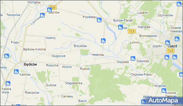 mapa Helenów gmina Ujazd, Helenów gmina Ujazd na mapie Targeo