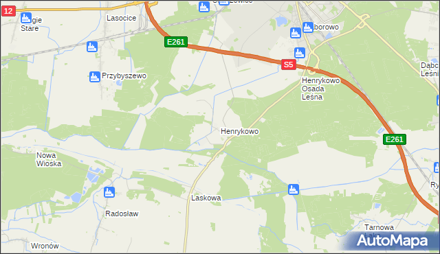 mapa Henrykowo gmina Święciechowa, Henrykowo gmina Święciechowa na mapie Targeo