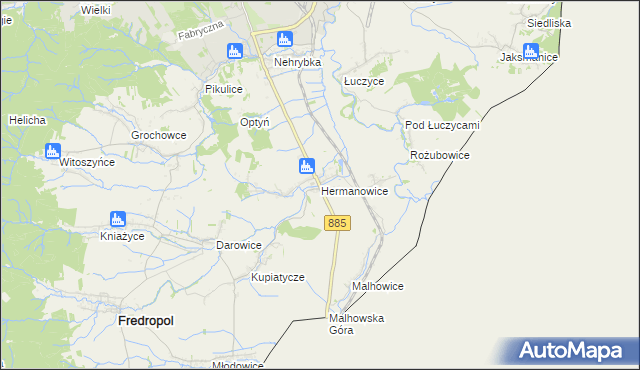 mapa Hermanowice, Hermanowice na mapie Targeo