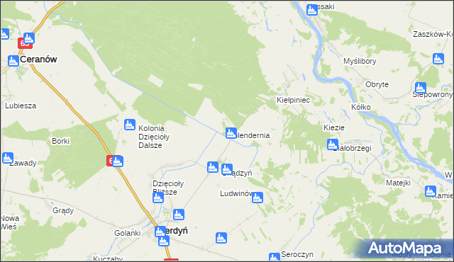 mapa Holendernia gmina Ceranów, Holendernia gmina Ceranów na mapie Targeo
