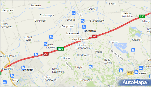 mapa Holendry Baranowskie, Holendry Baranowskie na mapie Targeo