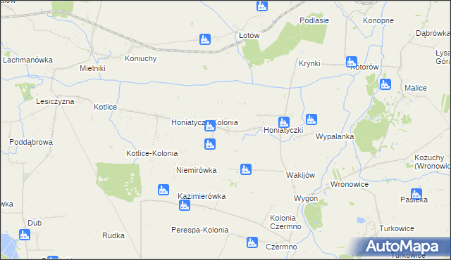 mapa Honiatycze, Honiatycze na mapie Targeo