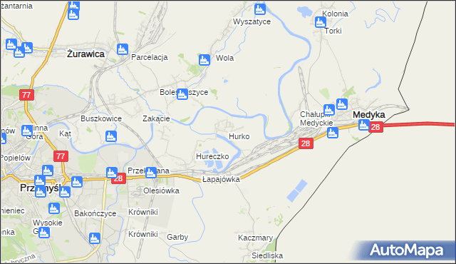 mapa Hurko, Hurko na mapie Targeo