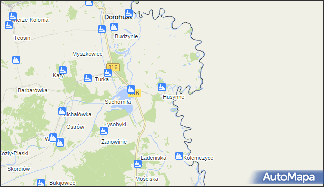 mapa Husynne gmina Dorohusk, Husynne gmina Dorohusk na mapie Targeo