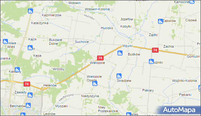 mapa Huta gmina Bełchatów, Huta gmina Bełchatów na mapie Targeo