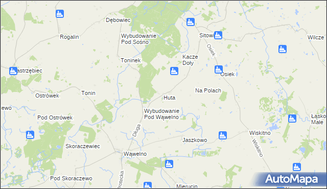 mapa Huta gmina Koronowo, Huta gmina Koronowo na mapie Targeo