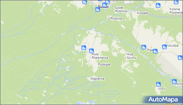 mapa Huta Różaniecka, Huta Różaniecka na mapie Targeo