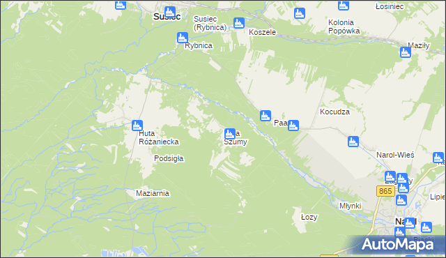 mapa Huta Szumy, Huta Szumy na mapie Targeo