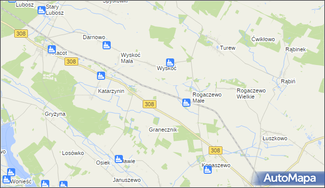 mapa Ignacewo gmina Kościan, Ignacewo gmina Kościan na mapie Targeo