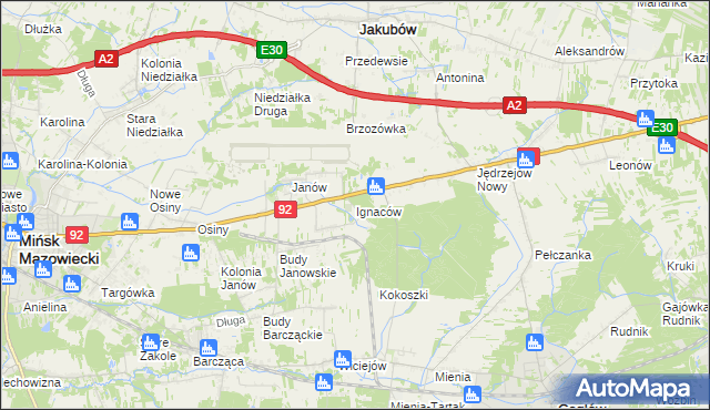 mapa Ignaców gmina Mińsk Mazowiecki, Ignaców gmina Mińsk Mazowiecki na mapie Targeo