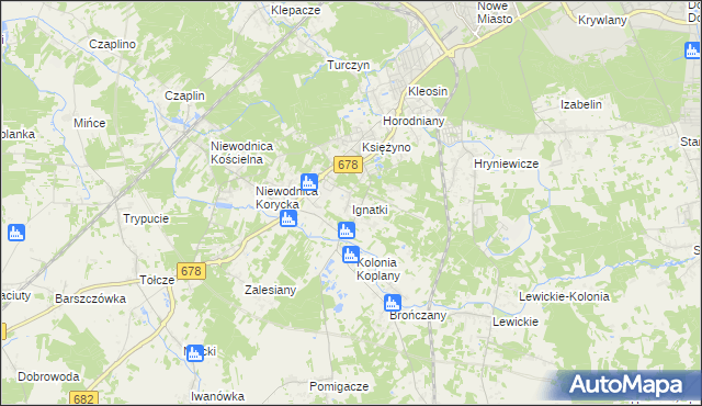 mapa Ignatki gmina Juchnowiec Kościelny, Ignatki gmina Juchnowiec Kościelny na mapie Targeo