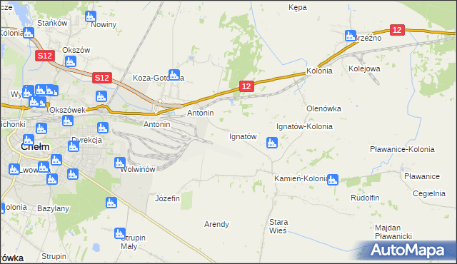 mapa Ignatów gmina Kamień, Ignatów gmina Kamień na mapie Targeo