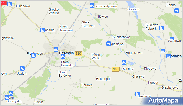 mapa Iłówiec Wielki, Iłówiec Wielki na mapie Targeo