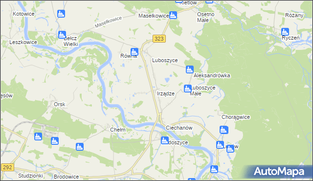 mapa Irządze gmina Jemielno, Irządze gmina Jemielno na mapie Targeo