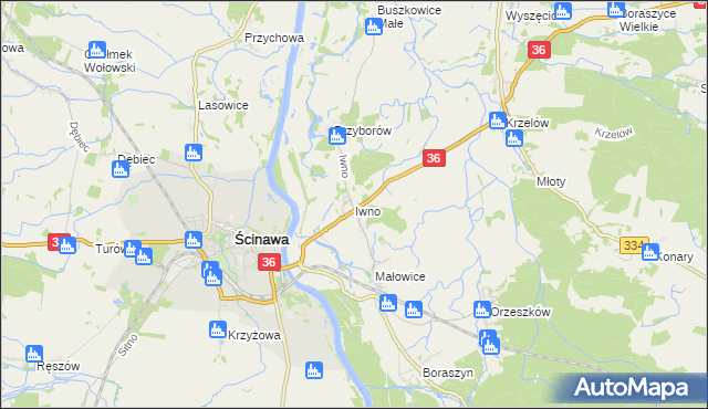 mapa Iwno gmina Wińsko, Iwno gmina Wińsko na mapie Targeo