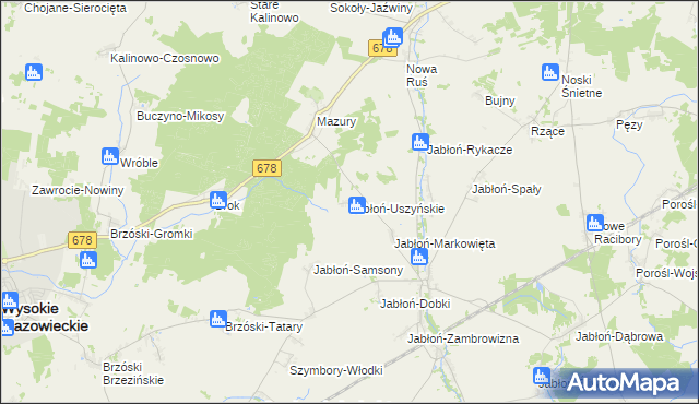 mapa Jabłoń-Uszyńskie, Jabłoń-Uszyńskie na mapie Targeo