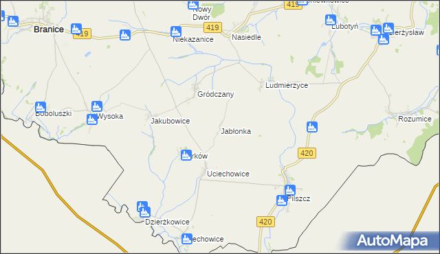 mapa Jabłonka gmina Branice, Jabłonka gmina Branice na mapie Targeo