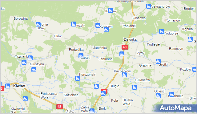 mapa Jabłonna gmina Wyśmierzyce, Jabłonna gmina Wyśmierzyce na mapie Targeo
