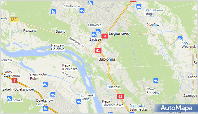 mapa Jabłonna powiat legionowski, Jabłonna powiat legionowski na mapie Targeo