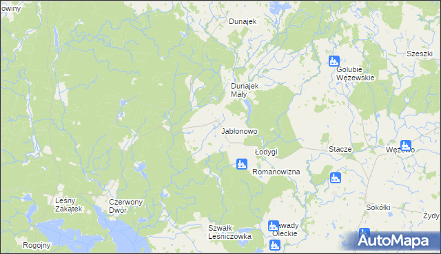 mapa Jabłonowo gmina Kowale Oleckie, Jabłonowo gmina Kowale Oleckie na mapie Targeo