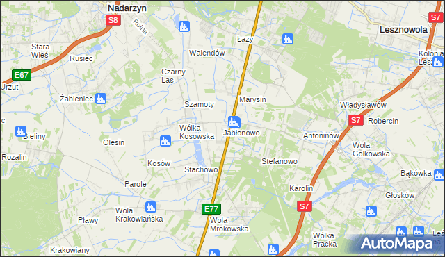 mapa Jabłonowo gmina Lesznowola, Jabłonowo gmina Lesznowola na mapie Targeo