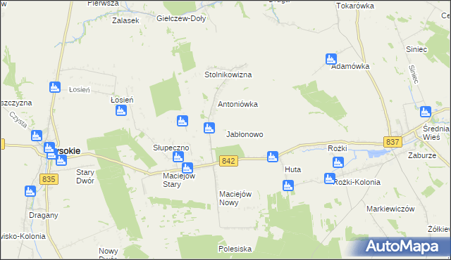 mapa Jabłonowo gmina Wysokie, Jabłonowo gmina Wysokie na mapie Targeo