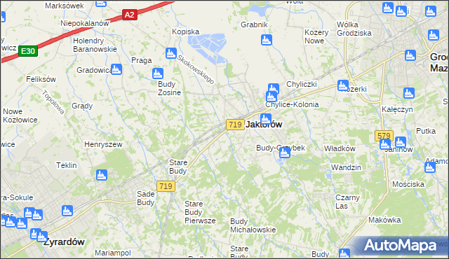 mapa Jaktorów-Kolonia, Jaktorów-Kolonia na mapie Targeo